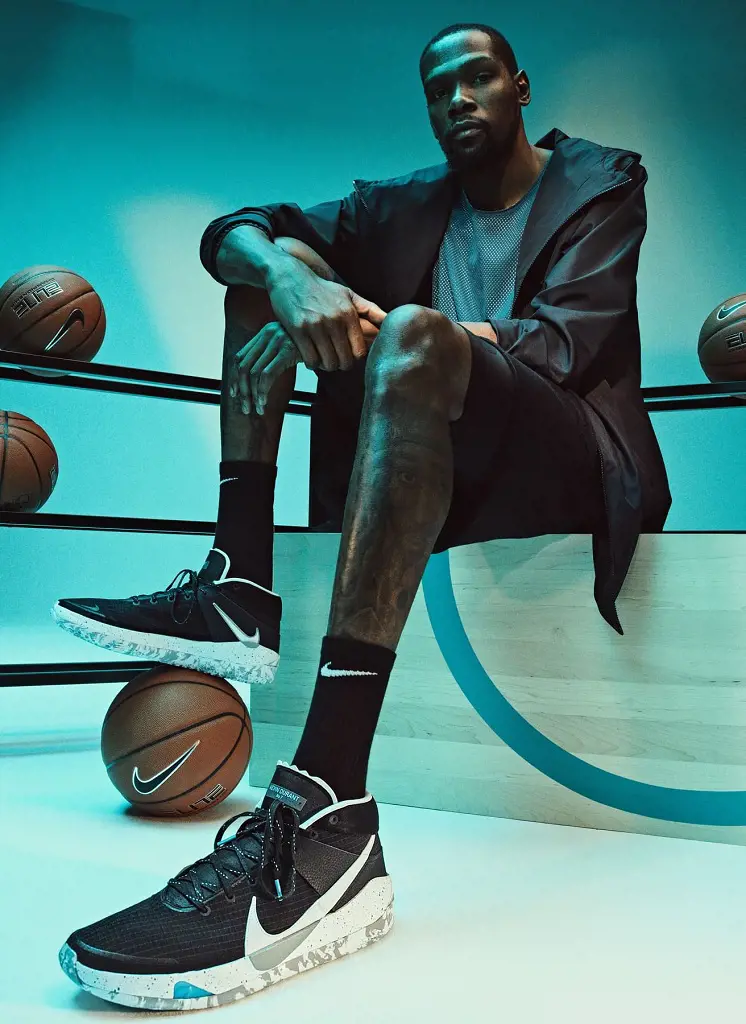 Kevin Durant with Nike shoes and Basketball