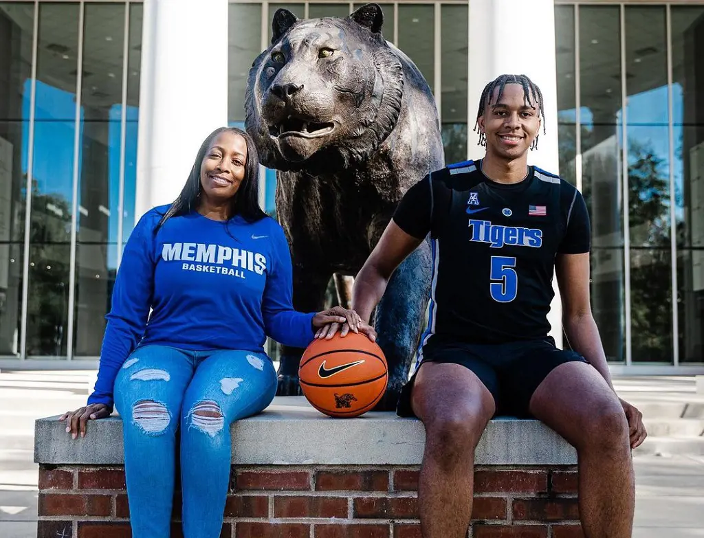 Ashton with his mother when he was presented to the Memphis Tigers