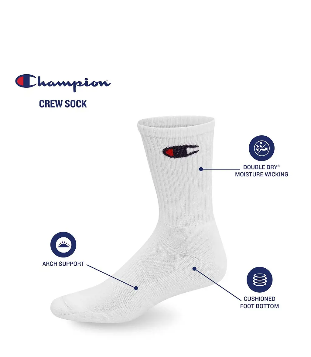 Champion crew basketball socks provides comfort and arch support in a budget friendly price.