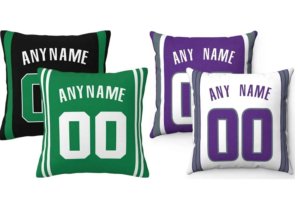 There are basketball specific team and number printed on these pillow covers.
