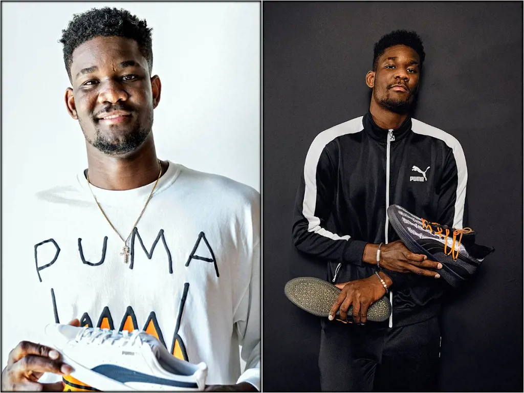 Phoenix Center Ayton signed a multi-year deal with Puma in 2018. Then picture on the right is him promoting Clyde Court React after the contract.