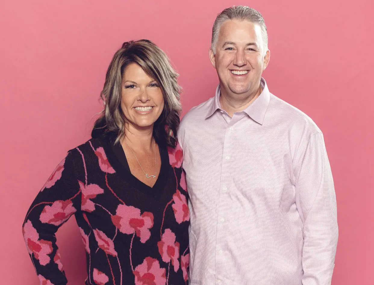 Matt and Sherry Painter wore pink outfits for the Real Men Wear Pink campaign.