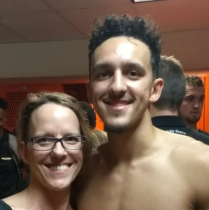 Landry and Melania Shamet from the locker room after the match on 12th December 2017