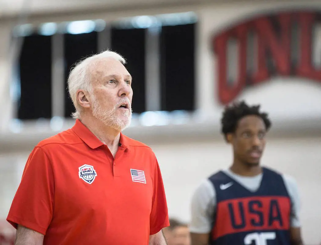 Coach Pop with the US Men's basketball team