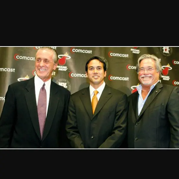 The current Miami Heat coach with Pat Riley