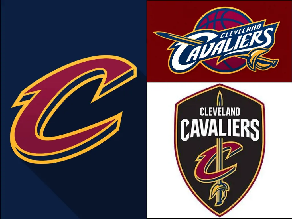 On the left is the primary logo of the Cavaliers as of 2022 while the other two on the right represents its former symbols.